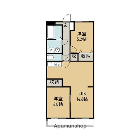 リバ-サイドテラス(2LDK/2階)の間取り写真