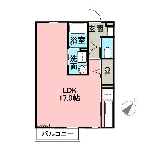 レセンテ下之宮(ワンルーム/1階)の間取り写真