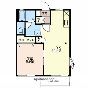 ラフォーレMINE B(1LDK/1階)の間取り写真