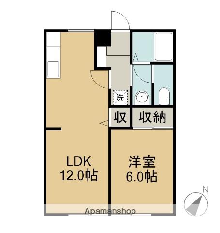 ハイツかつら(1LDK/2階)の間取り写真
