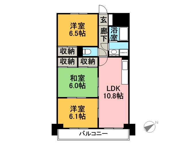 グレースマンション藤(3LDK/6階)の間取り写真