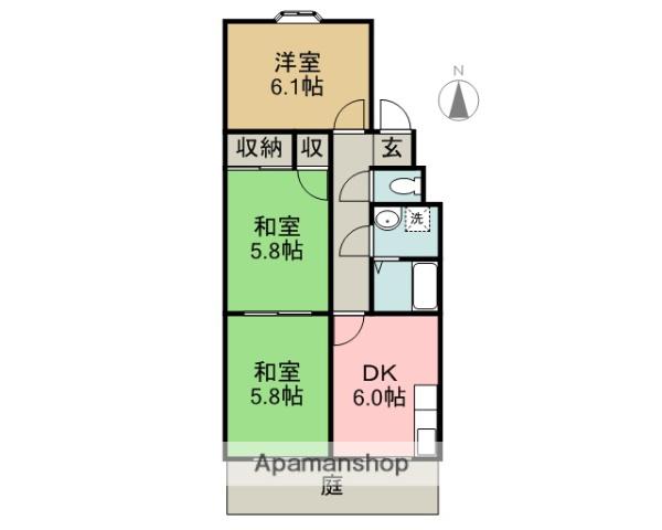 マンション八千代(3DK/1階)の間取り写真