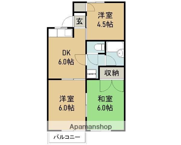 ノーブル三ツ谷(3DK/1階)の間取り写真