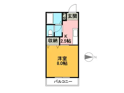 コーキア矢田(1K/2階)の間取り写真