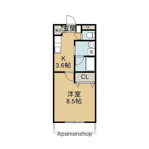 セピアコートⅢ(1K/1階)の間取り写真