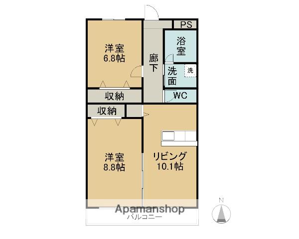 キャッスルヒルズ(2LDK/4階)の間取り写真