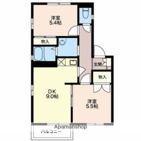 ウッディベル D棟(2LDK/2階)の間取り写真