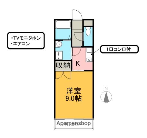 辻マンションA棟(1K/2階)の間取り写真