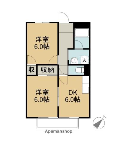 サープラスⅡ曙(2DK/2階)の間取り写真