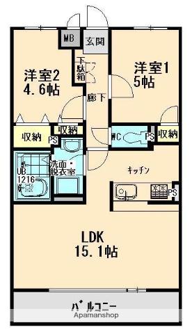 エクラときわ6(2LDK/1階)の間取り写真
