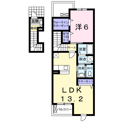 プリマヴェール(1LDK/2階)の間取り写真