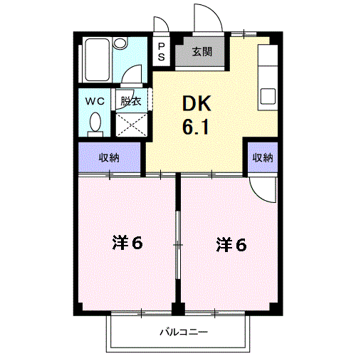 シティハイツポプラ(2DK/2階)の間取り写真
