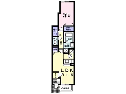 コートハウス富洲原(1LDK/1階)の間取り写真