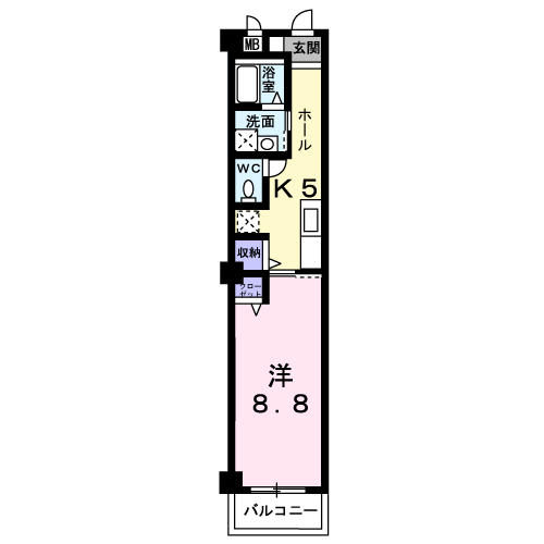 エーデル・モーデ(1K/2階)の間取り写真