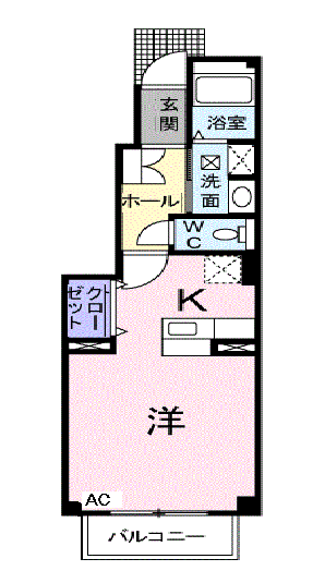 スピリア(ワンルーム/1階)の間取り写真