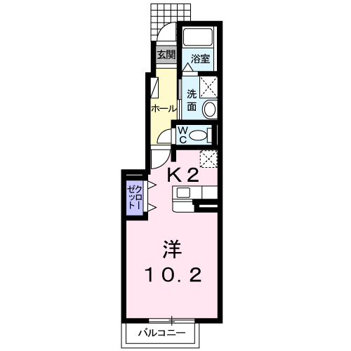 オプス田嶋Ⅱ(1K/1階)の間取り写真