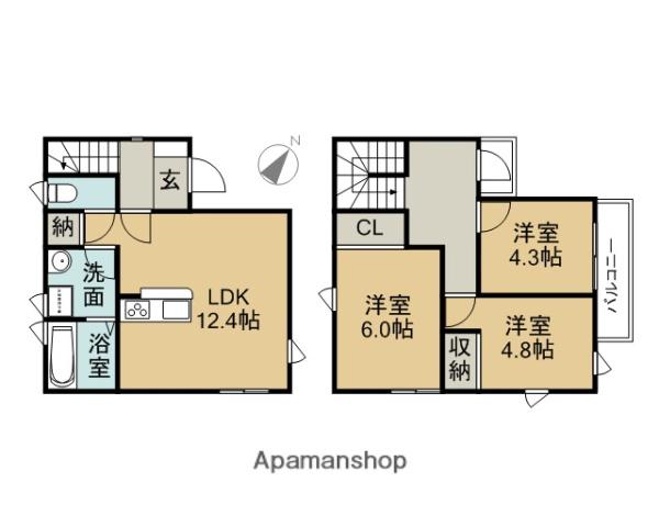近鉄湯の山線 桜駅(三重) 徒歩36分 2階建 築16年(3LDK)の間取り写真