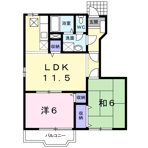 シャトーブランⅡ(2LDK/1階)の間取り写真