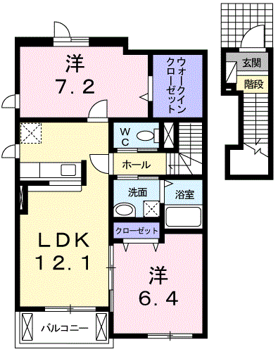 ハービスト ホーム(2LDK/2階)の間取り写真