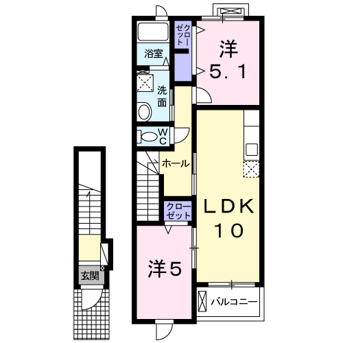グアレンテ・ソウ(2LDK/2階)の間取り写真