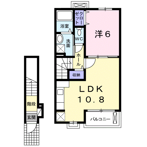 ビバーチェ(1LDK/2階)の間取り写真