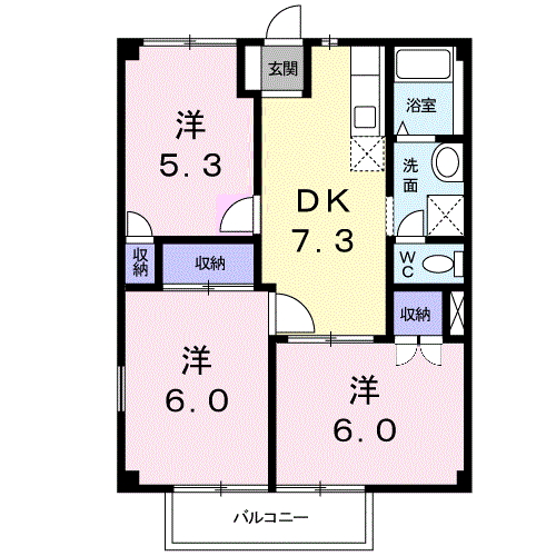 コーポラス貴船(3DK/2階)の間取り写真