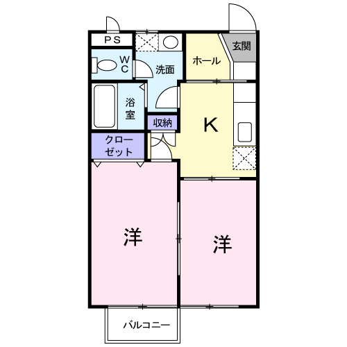 ラフォーレ大治田2(2K/2階)の間取り写真