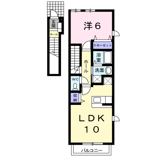 ルーカスⅣ(1LDK/2階)の間取り写真