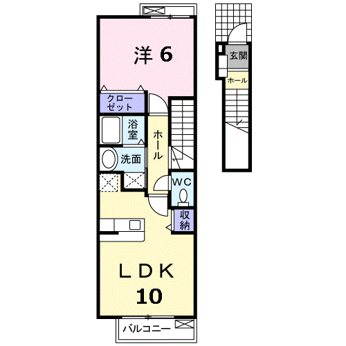 フォルシュハイムB(1LDK/2階)の間取り写真