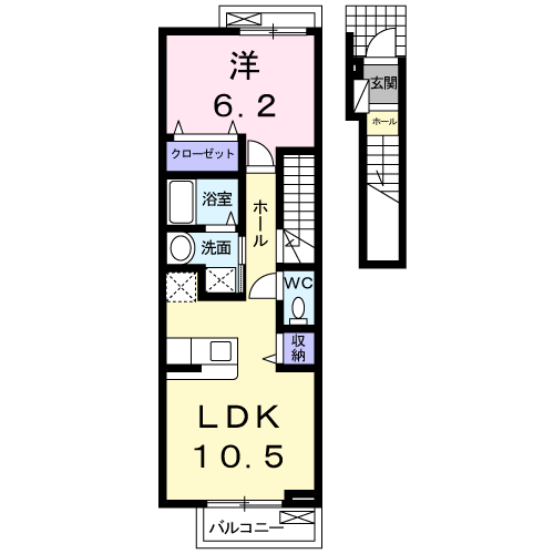 アム-ル一本木Ⅰ(1LDK/2階)の間取り写真