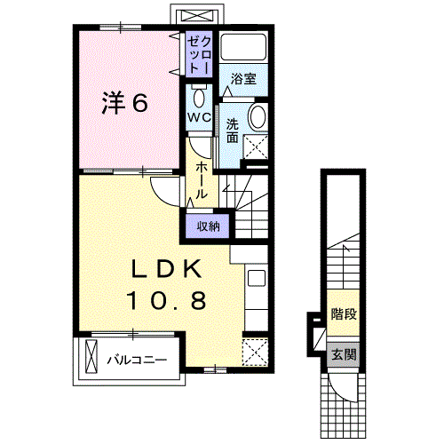 ミニョン アンジュ(1LDK/2階)の間取り写真