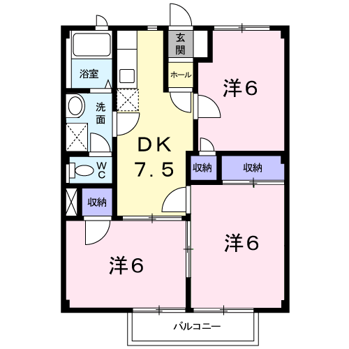 セレッソ21 B(3DK/2階)の間取り写真