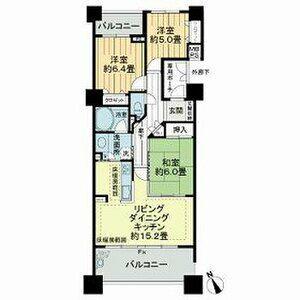 ライオンズステージ四日市(3LDK/2階)の間取り写真