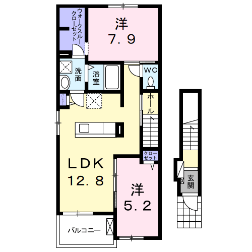 フリージア(2LDK/2階)の間取り写真