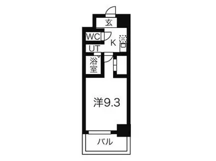 WILL DO 四日市白須賀(1K/9階)の間取り写真