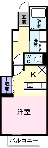 ネオコリーヌ(ワンルーム/1階)の間取り写真