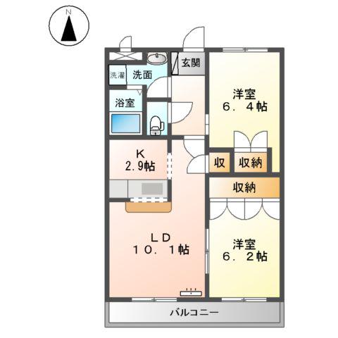 メゾン・ド・アンジュA(2LDK/2階)の間取り写真