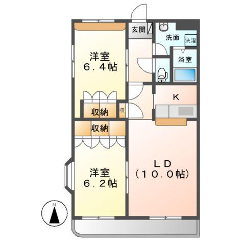 サンパレスダンディB(2LDK/1階)の間取り写真