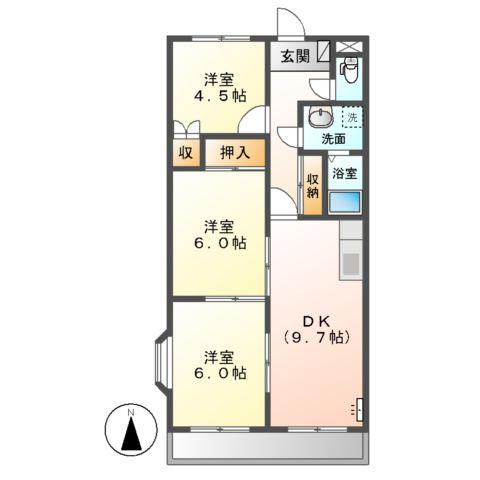 グレイスハウスK(3DK/2階)の間取り写真