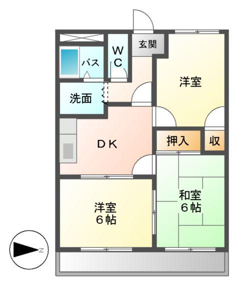 アークヒルズ栄 A棟(3DK/2階)の間取り写真