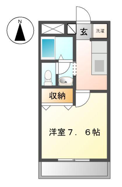 プチカーサ(1K/1階)の間取り写真