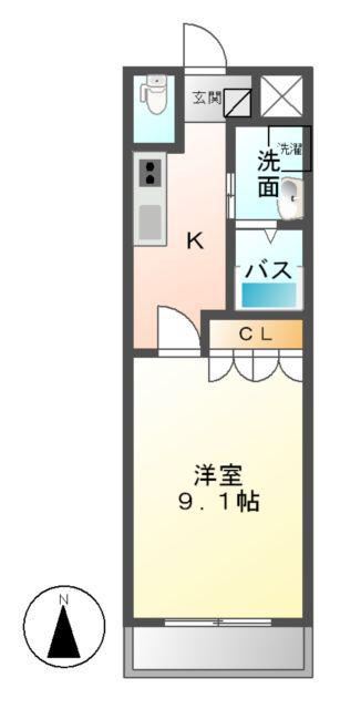 フォレストヴィラⅠ(1K/1階)の間取り写真