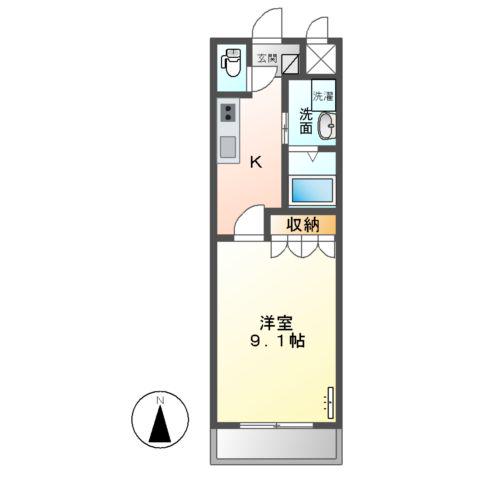 フォレストヴィラⅠ(1K/2階)の間取り写真