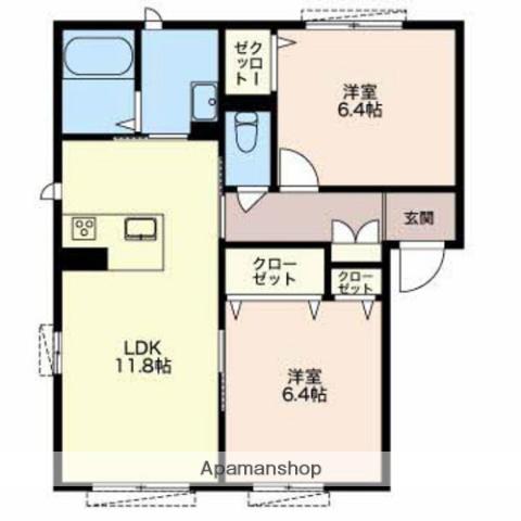 エスペラールC(2LDK/1階)の間取り写真