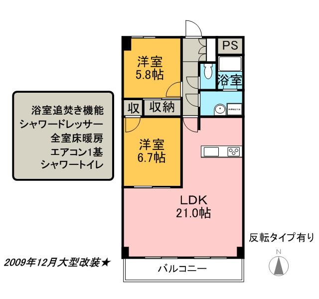 プロミネント四日市(2LDK/2階)の間取り写真