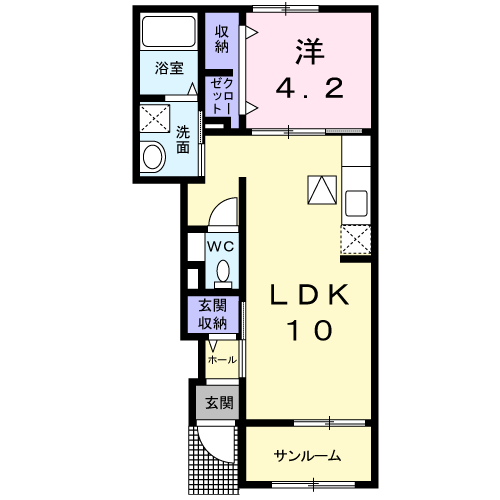 フォルシュⅡ A(1LDK/1階)の間取り写真