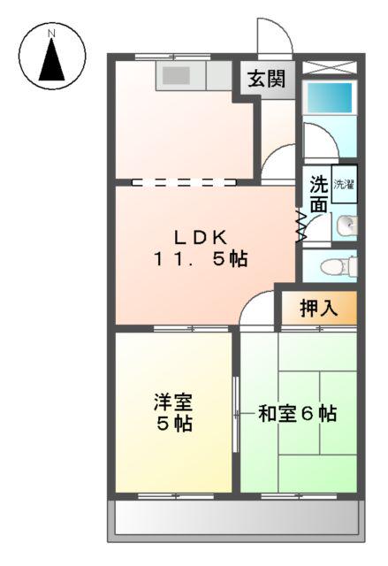 サンパレス伊藤(2LDK/2階)の間取り写真
