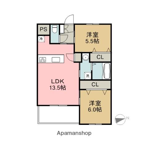 エミレーツ(2LDK/2階)の間取り写真