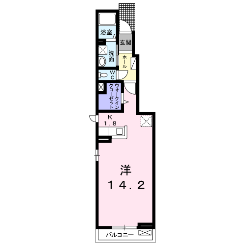 ライズコートTK Ⅱ(ワンルーム/1階)の間取り写真