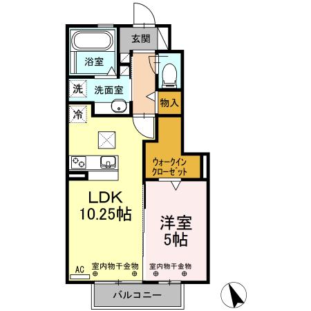 サンシエール中川原 壱番館(1LDK/1階)の間取り写真